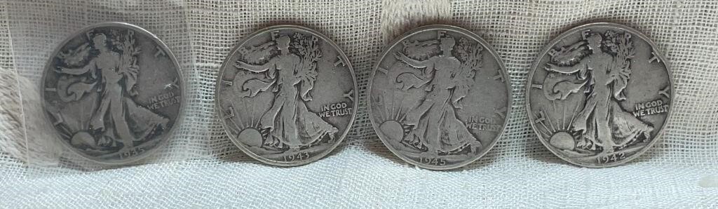 (4) Silver Walking Liberty Half Dollars: 1935-S,