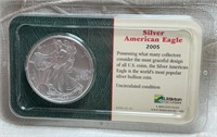 2005 UNC Silver American Eagle Dollar Coin, 1oz