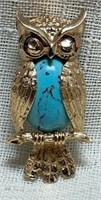 1960's Beau Sterling Gold Plated Owl Brooch