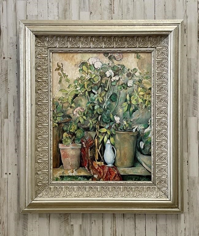Framed "Terracotta Pots and Flowers" Painting