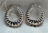 Pair Large Sterling Silver Hoop Earrings