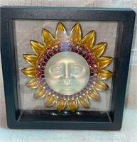 Large Sun/Moon Face Pendant/Brooch, Red Crystal