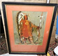 Vtg George Catlin Print: Mandan Chief