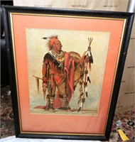 Vtg George Catlin Print:  Chief Kee-o-kuk, The