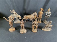 (8) Wild West Brass Figurines - vintage
