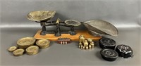 Antique Cast Iron Balance Scale and Weights