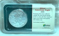 2005 UNC Silver American Eagle Dollar Coin, 1oz