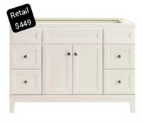 48" White Bathroom Vanity Base Cabinet without Top