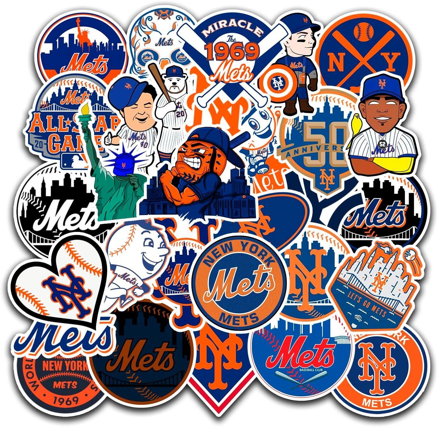 30 PCS NY American Mets Baseball Stickers