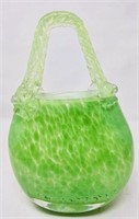MCM Murano Green Art Glass Purse Vase