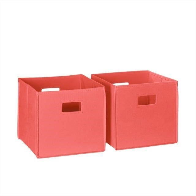 Folding Fabric Cube Storage Set of 2 - Coral