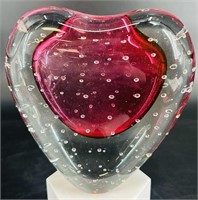 Beautiful MCM Murano Art Glass Heart Paperweight