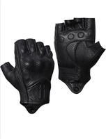 New Mens Motorcycle Gloves Half Finger Goatskin