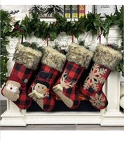 New 18" Big Christmas Stockings 4 Pack Xmas