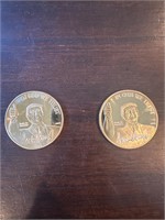 Two Donald Trump coins