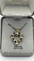 Genuine Sapphire Heart Pendant Necklace