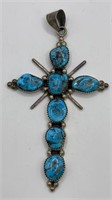 Sterling Turquoise Cross Pendant