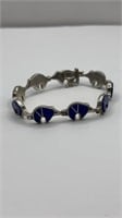 Vintage Lapis Animal Theme Sterling Bracelet