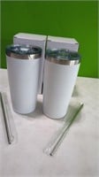 2 New 20 oz Tumblers with Lid, Stainless Steel ,