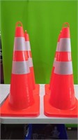 (4) 28" Orange Reflective  Safelty Cones. 
  Has