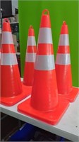 (4) 28" Orange Reflective  Safelty Cones. 
  Has