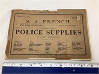 RARE 1894 S.A. French Police Supplies Catalog,