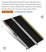 Portable Wheelchair Ramp 4FT, Non-Slip Aluminum