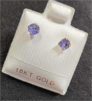 10KT Gold Tanzanite Pearl Earrings - Value $100