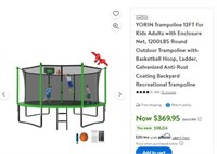 Fb2494 YORIN Trampoline 12FT for Kids Adults Green