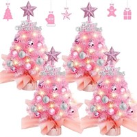 Syhood 4 Pack Mini Pink Christmas Tree Set Tableto
