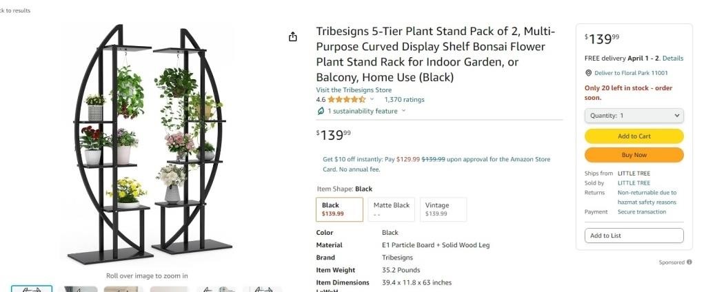 B6324 5-Tier Plant Stand Pack of 2