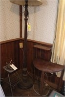 Vintage Ashtray, Floor Lamp, & Wooden Table