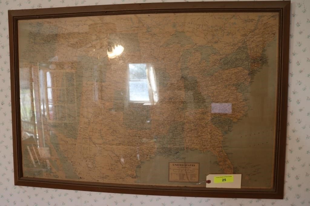 Vintage US Framed Map