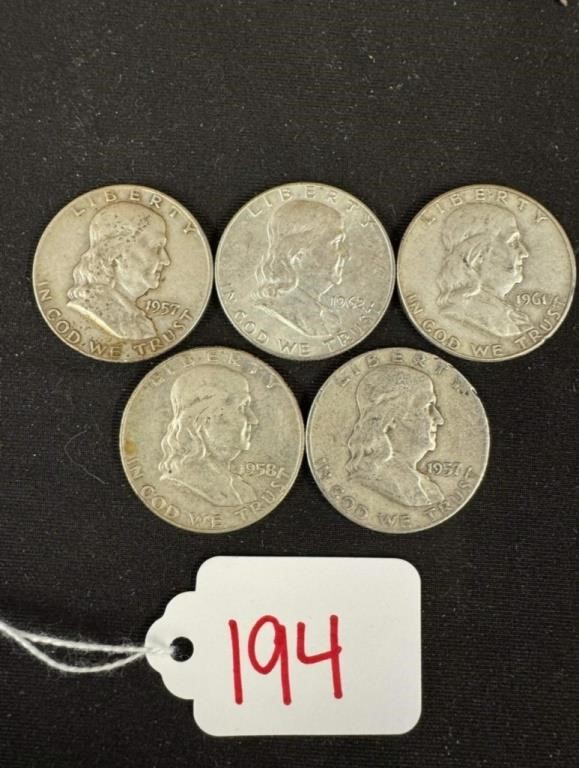 Franklin Half Dollar Lot ( 5)