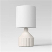 2PK White Ribbed Ceramic Mini Lamp - Threshold