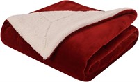 Ultimate Sherpa Plush Throw 50x60  Red