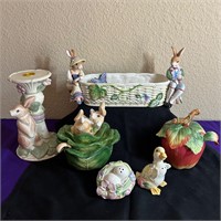 Fitz & Floyd Bunny Spring Easter Figurines  ++