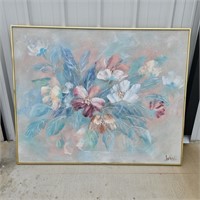 Lee Reynolds Signed Canvas Floral Painting 48x60
