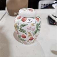 Vintage Strawberry Motif Ceramic Ginger Jar