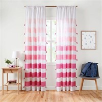 2- Ombre Stripe Semi-Sheer Curtains, Pink, 48x84