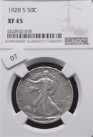 1928 S NGC XF45 WALKING HALF DOLLAR