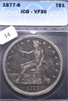 1877 S ICG VF30 TRADE DOLLAR