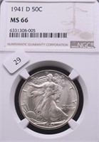 1941 D NGC MS66 WALKING HALF DOLLAR