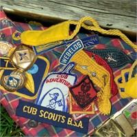 1960's Boy Scout Neckerchief, Patches, Pins & Belt