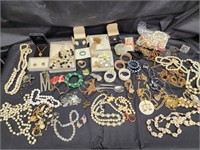 Costume jewelry.  Pearls, beads, pins, bracelets,