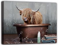 Highland Cow Wall Art Bathroom Decor Cow in Bathtu