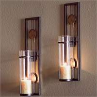 Contemporary Metal Brown Wall Candle Sconces with