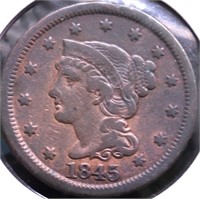 1845 LARGE CENT VF