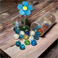 Art Glass Sun Flower Figurine & Pendant Bubbles