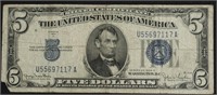 1934 5 DOLLAR SILVER CERTIFICATE VF APPARENT CORNE